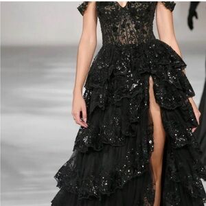 Sherri Hill Black Sequin Lace Prom Dress # 55500